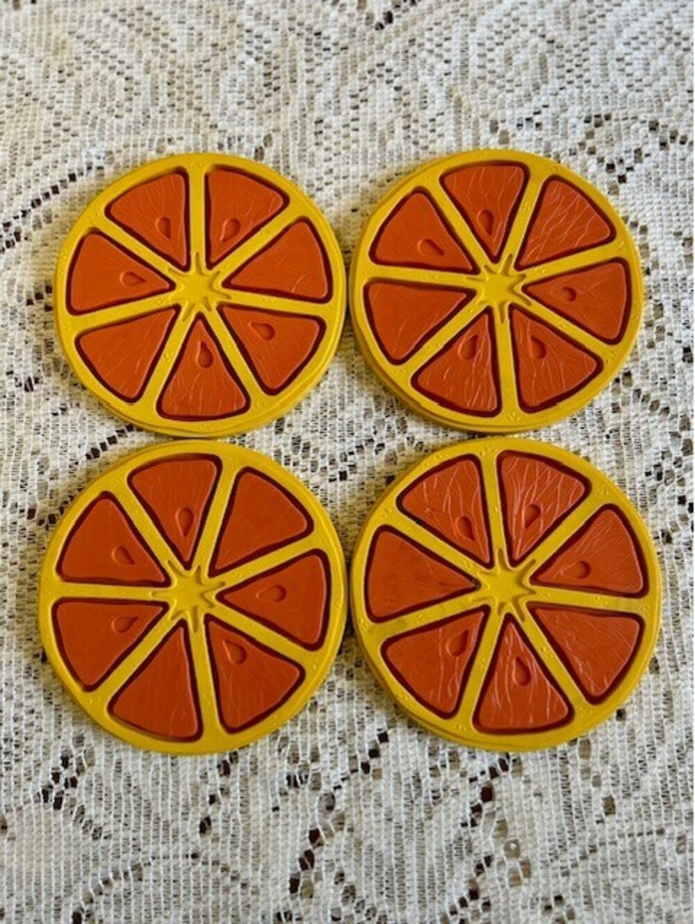 Vintage 1995 Umbra Orange Slice Coasters Set of 4
